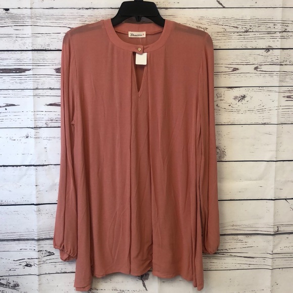 Blossom Clothing peach pink coral boho tunic blouse - Picture 2 of 4